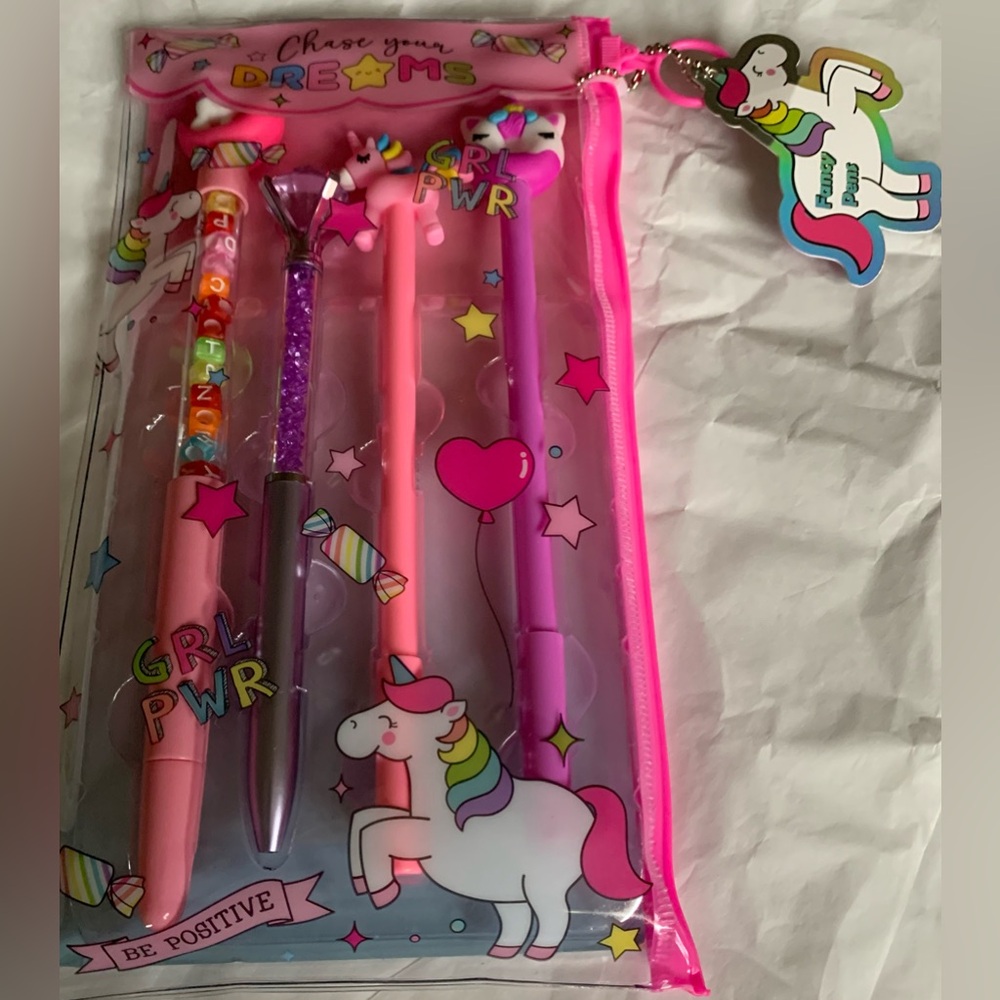 Pink and Purple Unicorn Pen Set